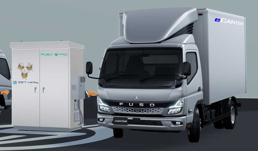 FUSO, eCanter akülerini enerji depolama sistemlerinde geri dönüştürecek FUSO eCanter ve EnePOND EV Charger